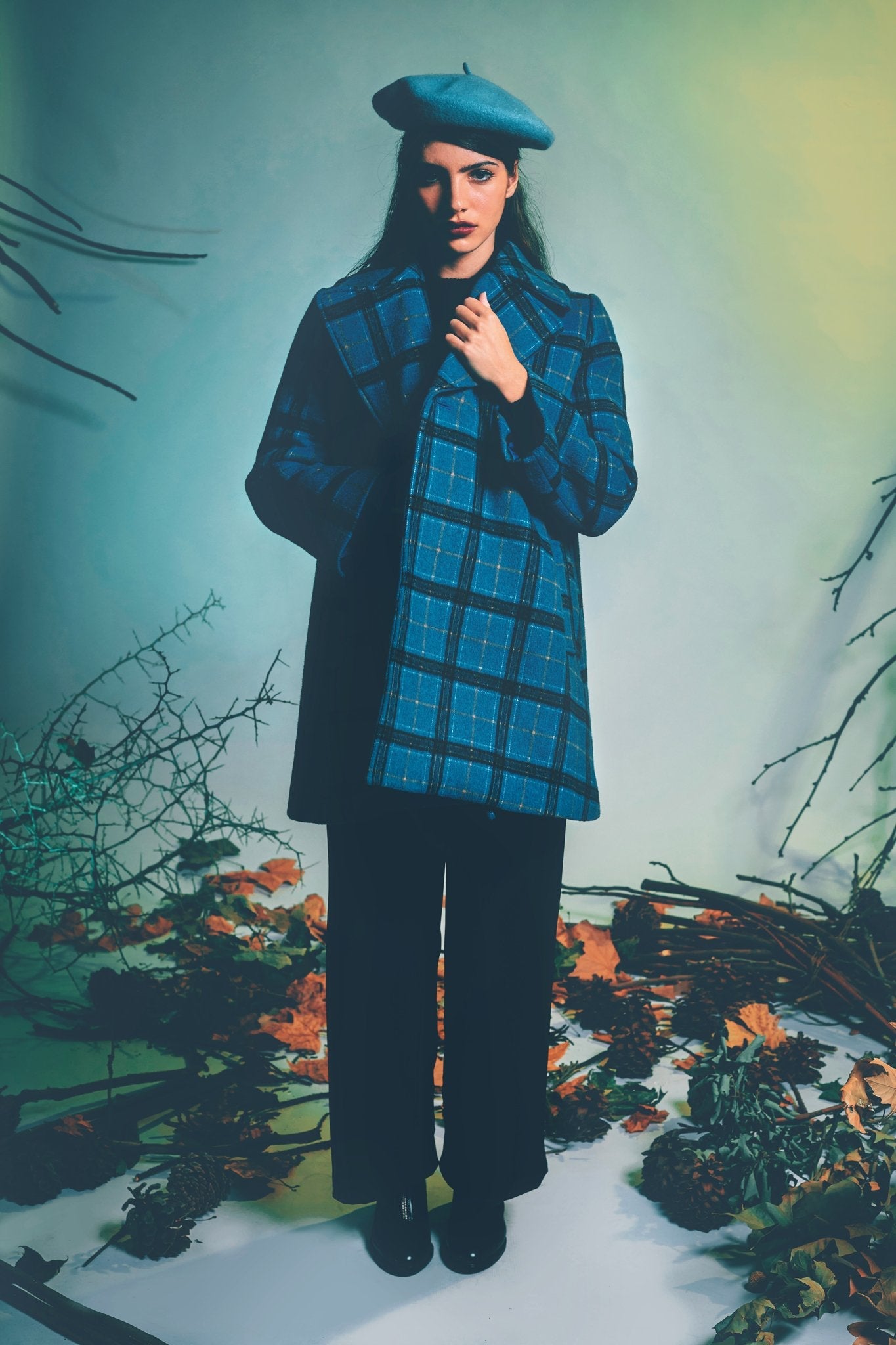 Cantabrian Coat Blue/Orange Check